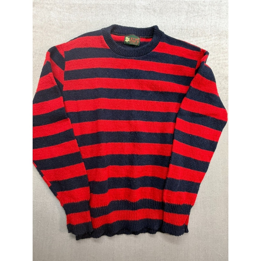 Vintage ALPS Merrimac Valley Wool Sweater Striped‎ Blue Red Size Large